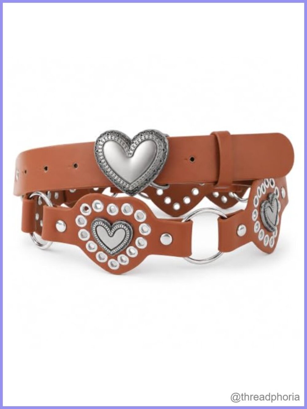 Heart Disc Western Belt PU Leather Cowgirl Y2K Waist Accessory